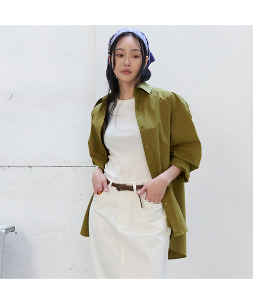 MORVE13（モルブ13）の「シグニチャーセンティル刺繍シャツ(ブルー)（シャツ/ブラウス・レディース・ホワイト/オリーブ/ブルー/バーガンディー/ネイビー・FREE）」の2枚目の写真