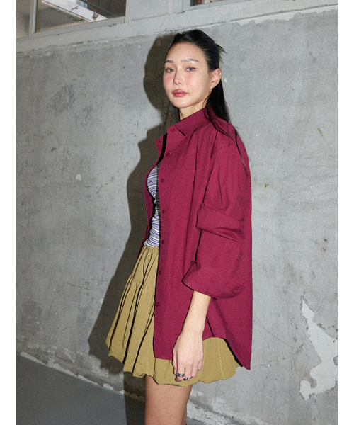 MORVE13（モルブ13）の「シグニチャーセンティル刺繍シャツ(ブルー)（シャツ/ブラウス・レディース・ホワイト/オリーブ/ブルー/バーガンディー/ネイビー・FREE）」の7枚目の写真