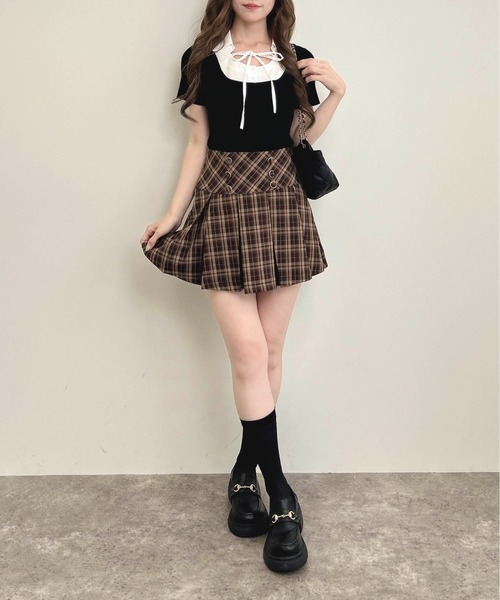 INGNI(イング)の「フロントボタンチェック柄プリーツスカパン(スカート・レディース・ブラウン系その他2/ブラック系・FREE)」の12枚目の写真