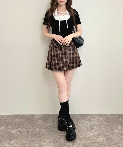 INGNI(イング)の「フロントボタンチェック柄プリーツスカパン(スカート・レディース・ブラウン系その他2/ブラック系・FREE)」の13枚目の写真