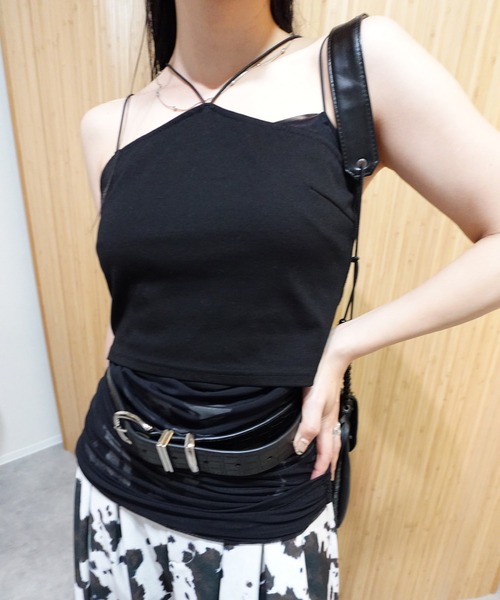 Ameri(アメリ)の「HALTER CAMISOLE LAYERED TOPS(キャミソール・レディース・ライトブルー/ブラック/グレー・SMALL/MEDIUM)」の2枚目の写真