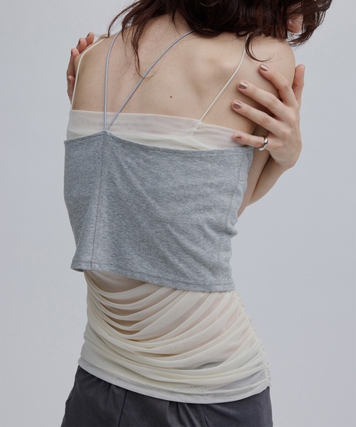 Ameri(アメリ)の「HALTER CAMISOLE LAYERED TOPS(キャミソール・レディース・ライトブルー/ブラック/グレー・SMALL/MEDIUM)」の4枚目の写真