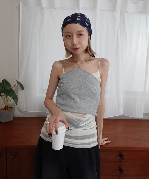 Ameri(アメリ)の「HALTER CAMISOLE LAYERED TOPS(キャミソール・レディース・ライトブルー/ブラック/グレー・SMALL/MEDIUM)」の17枚目の写真