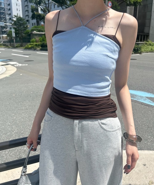 Ameri(アメリ)の「HALTER CAMISOLE LAYERED TOPS(キャミソール・レディース・ライトブルー/ブラック/グレー・SMALL/MEDIUM)」の20枚目の写真