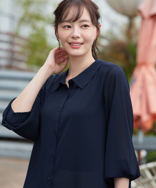 Tiaclasse(ティアクラッセ)の「楊柳シアーバックリボンシャツ(シャツ/ブラウス・レディース・テラコッタ/ネイビー/ミント・M/L)」の15枚目の写真