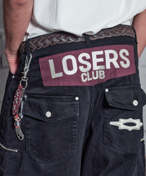 LOSERS CLUB(ルーザーズクラブ)の「バイカー カーゴポケット ワイド 綿パンツ ブラック(デニムパンツ・レディース・その他・XL/S/M/L)」の4枚目の写真