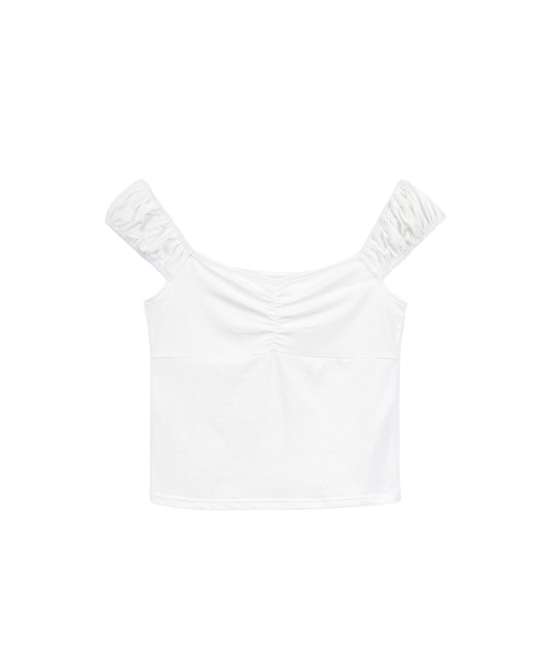 LOTSYOU(ロッツユー)の「Ella Shrring T-shirt White(Tシャツ/カットソー・レディース・その他・MEDIUM/SMALL)」の1枚目の写真