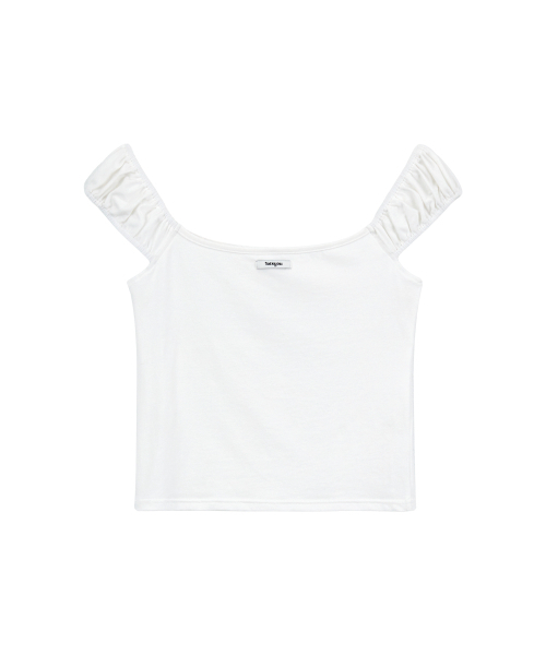 LOTSYOU(ロッツユー)の「Ella Shrring T-shirt White(Tシャツ/カットソー・レディース・その他・MEDIUM/SMALL)」の2枚目の写真