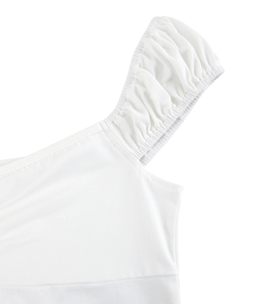 LOTSYOU(ロッツユー)の「Ella Shrring T-shirt White(Tシャツ/カットソー・レディース・その他・MEDIUM/SMALL)」の4枚目の写真