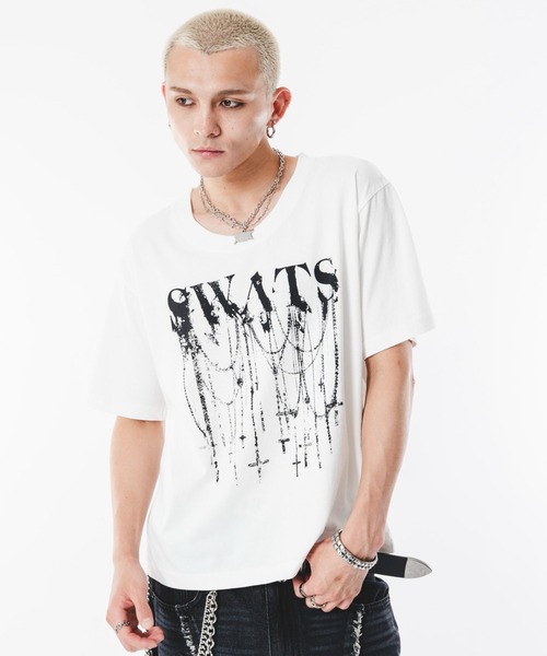 SHORT ROUND(ショートラウンド)の「SHORT ROUND/UネックグラフィックT(Tシャツ/カットソー・メンズ・ブラック系その他/ホワイト・LARGE/MEDIUM)」の8枚目の写真
