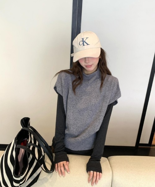 Ritzy（リッツィー）の「ハーフネックフライスリーブニットトップス（ニット/セーター・レディース・グレー・M/L）」の3枚目の写真
