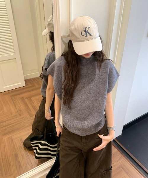 Ritzy（リッツィー）の「ハーフネックフライスリーブニットトップス（ニット/セーター・レディース・グレー・M/L）」の12枚目の写真