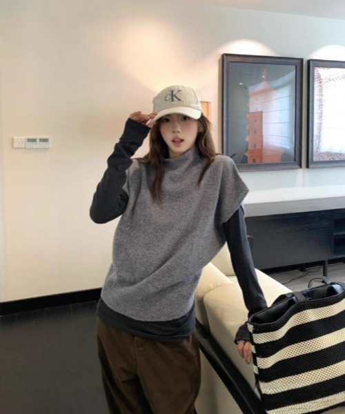 Ritzy（リッツィー）の「ハーフネックフライスリーブニットトップス（ニット/セーター・レディース・グレー・M/L）」の16枚目の写真