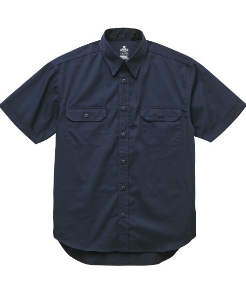 Ol' Basics(オールベーシックス)の「Ol' Basics(オール・ベーシックス) ワークシャツ レディース ユニセックス スパークプラグ 蛇 スネーク イラスト ロゴ バックプリント 半袖 カジュアルシャツ 半袖シャツ トップス ワーク ミリタリー アメカジ カジュアル(シャツ/ブラウス・レディース・ダークネイビー/ブラック・S)」の3枚目の写真