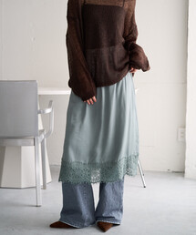 限定展開 インド レーヨン シャンタン レース スカート