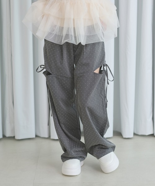 Ambre Neige（アンブルネージュ）の「hot fit side ribbon pants / ホットフィットサイドリボンパンツ（スラックス・レディース・ブラック/チャコールグレー・FREE）」の5枚目の写真
