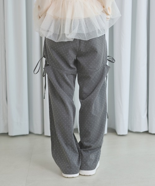 Ambre Neige（アンブルネージュ）の「hot fit side ribbon pants / ホットフィットサイドリボンパンツ（スラックス・レディース・ブラック/チャコールグレー・FREE）」の7枚目の写真