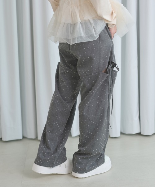 Ambre Neige（アンブルネージュ）の「hot fit side ribbon pants / ホットフィットサイドリボンパンツ（スラックス・レディース・ブラック/チャコールグレー・FREE）」の8枚目の写真