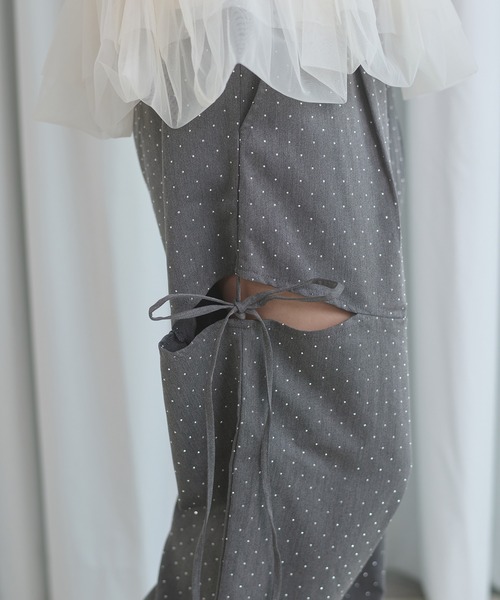 Ambre Neige（アンブルネージュ）の「hot fit side ribbon pants / ホットフィットサイドリボンパンツ（スラックス・レディース・ブラック/チャコールグレー・FREE）」の9枚目の写真