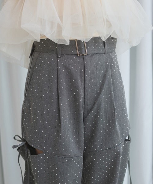 Ambre Neige（アンブルネージュ）の「hot fit side ribbon pants / ホットフィットサイドリボンパンツ（スラックス・レディース・ブラック/チャコールグレー・FREE）」の10枚目の写真