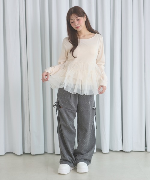 Ambre Neige（アンブルネージュ）の「hot fit side ribbon pants / ホットフィットサイドリボンパンツ（スラックス・レディース・ブラック/チャコールグレー・FREE）」の12枚目の写真