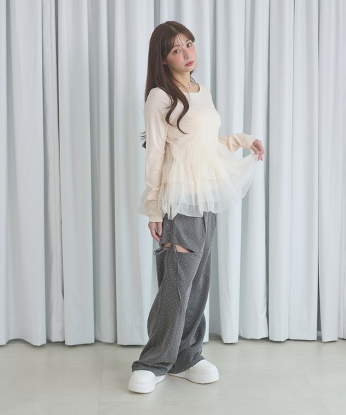 Ambre Neige（アンブルネージュ）の「hot fit side ribbon pants / ホットフィットサイドリボンパンツ（スラックス・レディース・ブラック/チャコールグレー・FREE）」の13枚目の写真