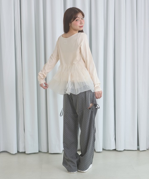 Ambre Neige（アンブルネージュ）の「hot fit side ribbon pants / ホットフィットサイドリボンパンツ（スラックス・レディース・ブラック/チャコールグレー・FREE）」の15枚目の写真