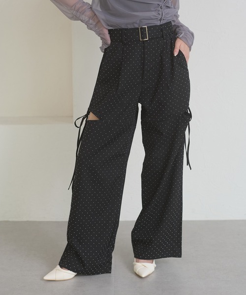 Ambre Neige（アンブルネージュ）の「hot fit side ribbon pants / ホットフィットサイドリボンパンツ（スラックス・レディース・ブラック/チャコールグレー・FREE）」の16枚目の写真