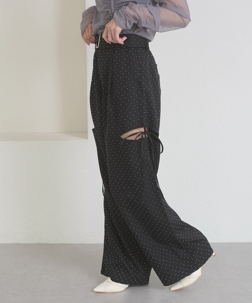 Ambre Neige（アンブルネージュ）の「hot fit side ribbon pants / ホットフィットサイドリボンパンツ（スラックス・レディース・ブラック/チャコールグレー・FREE）」の17枚目の写真