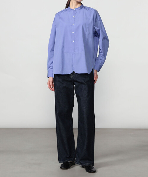 TICCA(ティッカ)の「TICCA | コットンポプリン ノーカラービブヨークシャツ WOMEN(シャツ/ブラウス・レディース・ブルー/ホワイト・F)」の5枚目の写真