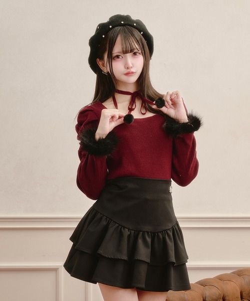 Pal elfy(パルエルフィー)の「ロゴプレートティアードスカパン(スカート・レディース・オフホワイト/ベージュ/ブラック・フリー)」の6枚目の写真