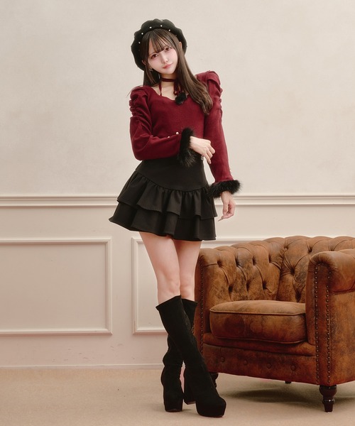 Pal elfy(パルエルフィー)の「ロゴプレートティアードスカパン(スカート・レディース・オフホワイト/ベージュ/ブラック・フリー)」の10枚目の写真