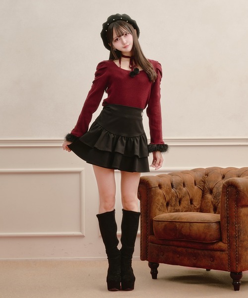 Pal elfy(パルエルフィー)の「ロゴプレートティアードスカパン(スカート・レディース・オフホワイト/ベージュ/ブラック・フリー)」の7枚目の写真