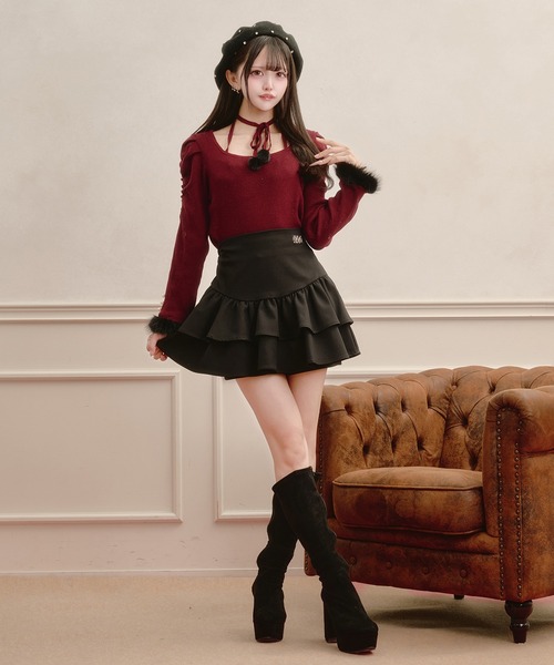 Pal elfy(パルエルフィー)の「ロゴプレートティアードスカパン(スカート・レディース・オフホワイト/ベージュ/ブラック・フリー)」の9枚目の写真