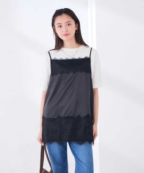 a.v.v(アーヴェヴェ)の「サテン レースキャミ(Tシャツ/カットソー・レディース・ブラウン/ブラック・39)」の21枚目の写真