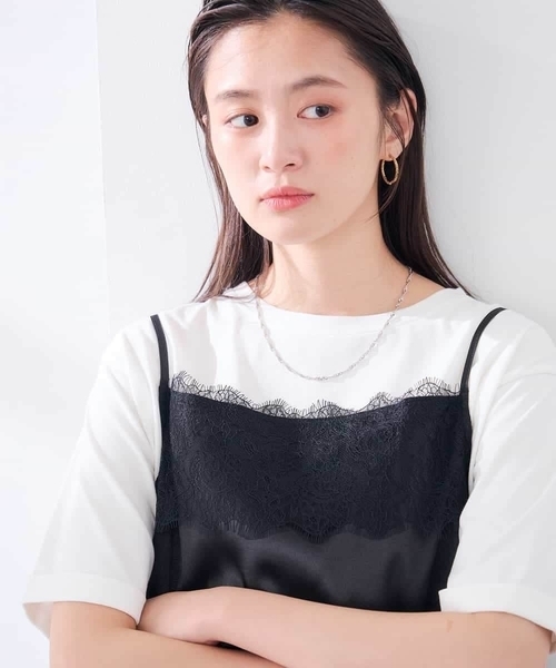 a.v.v(アーヴェヴェ)の「サテン レースキャミ(Tシャツ/カットソー・レディース・ブラウン/ブラック・39)」の18枚目の写真