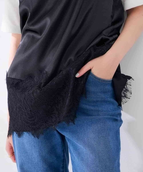 a.v.v(アーヴェヴェ)の「サテン レースキャミ(Tシャツ/カットソー・レディース・ブラウン/ブラック・39)」の16枚目の写真
