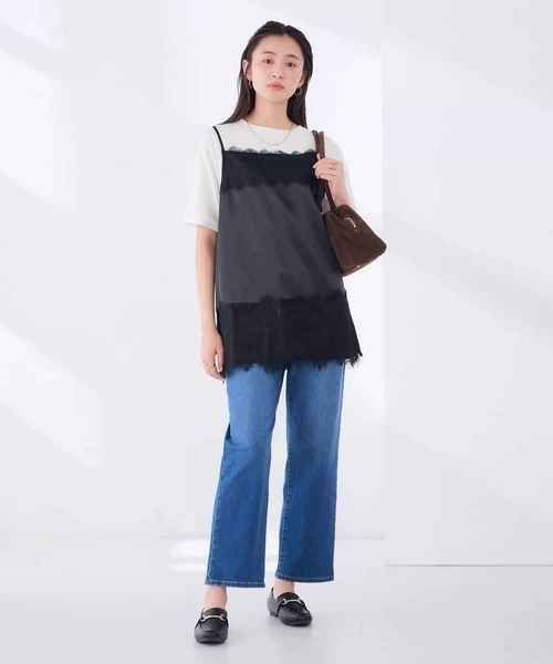 a.v.v(アーヴェヴェ)の「サテン レースキャミ(Tシャツ/カットソー・レディース・ブラウン/ブラック・39)」の15枚目の写真