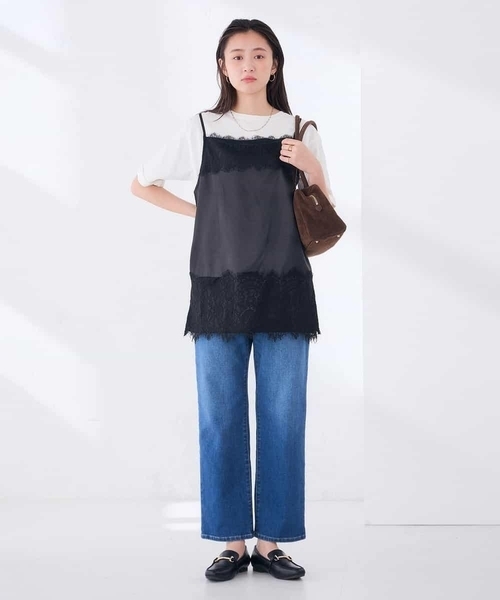 a.v.v(アーヴェヴェ)の「サテン レースキャミ(Tシャツ/カットソー・レディース・ブラウン/ブラック・39)」の14枚目の写真