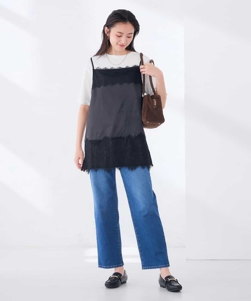 a.v.v(アーヴェヴェ)の「サテン レースキャミ(Tシャツ/カットソー・レディース・ブラウン/ブラック・39)」の13枚目の写真