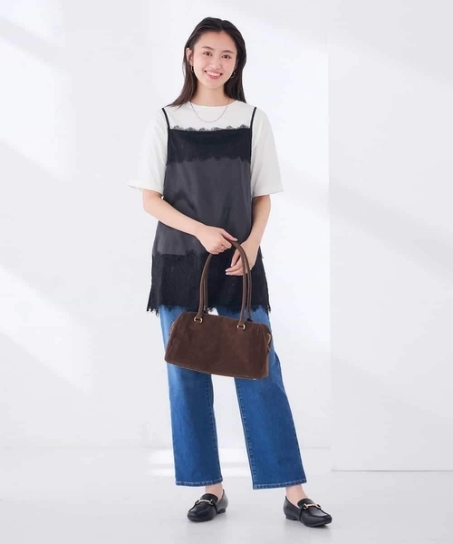 a.v.v(アーヴェヴェ)の「サテン レースキャミ(Tシャツ/カットソー・レディース・ブラウン/ブラック・39)」の12枚目の写真
