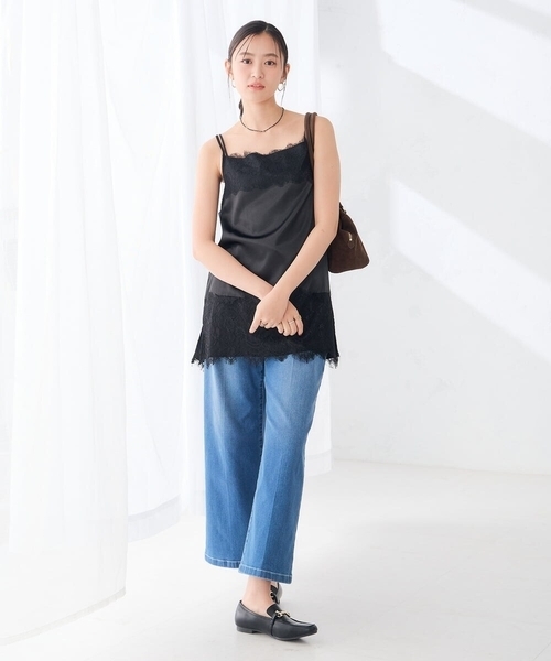 a.v.v(アーヴェヴェ)の「サテン レースキャミ(Tシャツ/カットソー・レディース・ブラウン/ブラック・39)」の8枚目の写真
