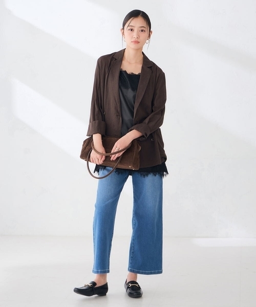 a.v.v(アーヴェヴェ)の「サテン レースキャミ(Tシャツ/カットソー・レディース・ブラウン/ブラック・39)」の3枚目の写真