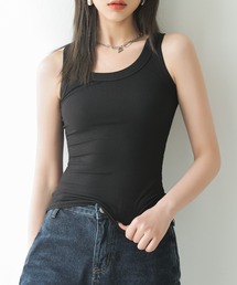 シンプル リブニット タンクトップ