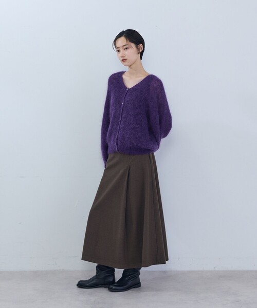 ADIEU TRISTESSE(アデュートリステス)の「キッドモヘヤ片畦ニットカーディガン(カーディガン/ボレロ・レディース・ピンク/パープル/ライトグレー・FREE)」の7枚目の写真