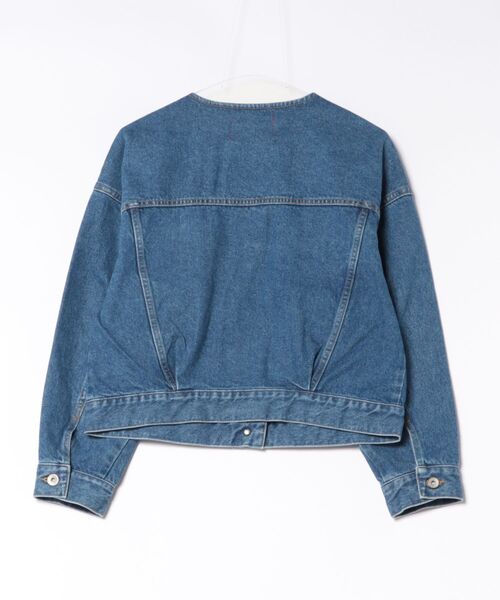 R-ISM(リズム)の「【JAPAN DENIM】ノーカラーデニムブルゾン(デニムジャケット・レディース・ブラック/ブルー・4)」の9枚目の写真