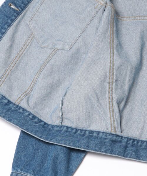 R-ISM(リズム)の「【JAPAN DENIM】ノーカラーデニムブルゾン(デニムジャケット・レディース・ブラック/ブルー・4)」の10枚目の写真