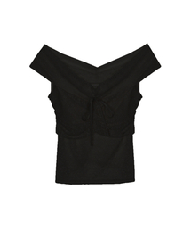 DRAPED LACE CAMI TOP_BLACK