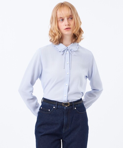 MACKINTOSH PHILOSOPHY（ﾏｯｷﾝﾄｯｼｭ ﾌｨﾛｿﾌｨｰ）の「フリルシャツブラウス（シャツ/ブラウス・レディース・ブルー/ダークネイビー/チャコールグレー・38）」の2枚目の写真