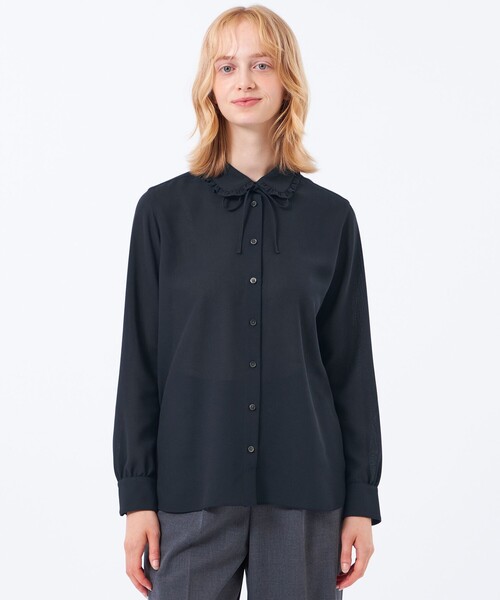 MACKINTOSH PHILOSOPHY（ﾏｯｷﾝﾄｯｼｭ ﾌｨﾛｿﾌｨｰ）の「フリルシャツブラウス（シャツ/ブラウス・レディース・ブルー/ダークネイビー/チャコールグレー・38）」の3枚目の写真